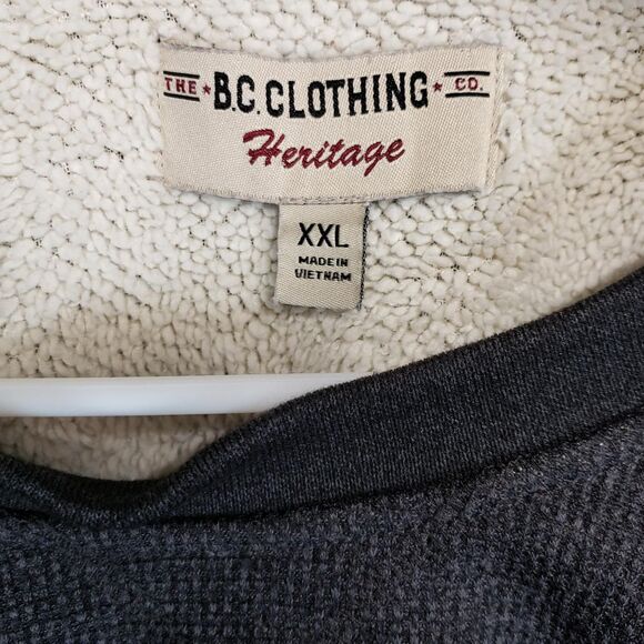 BC Clothing Heritage Men’s XXL Sherpa Lined Pullover Sweater Gray - Picture 2 of 7
